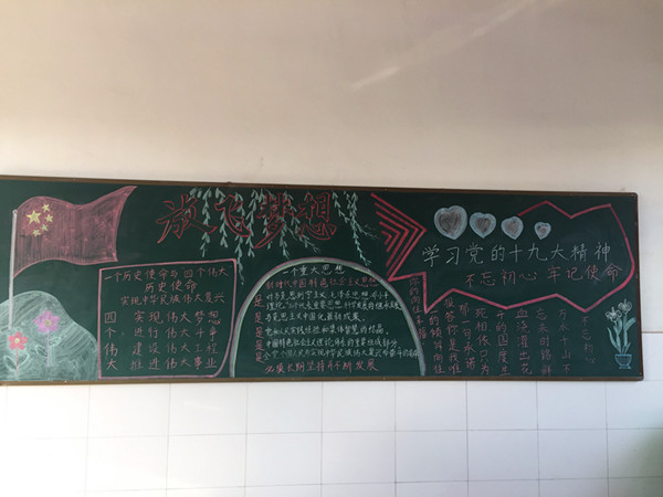 草桥镇古墩小学开展黑板报评比活动同绘板报颂中华学习宣传十九大黑板