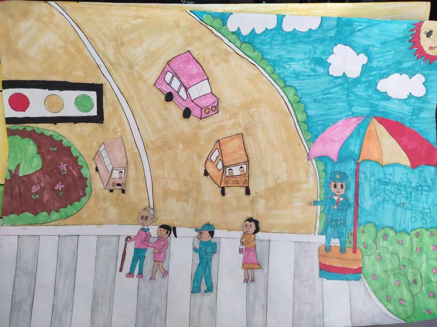 瓦窑镇瓦窑小学举行交通安全绘画比赛