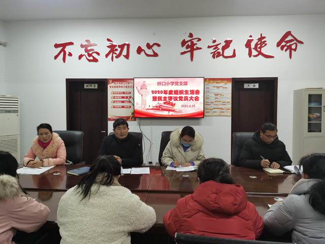 桥口小学党支部 召开组织生活会暨民主评议党员大会