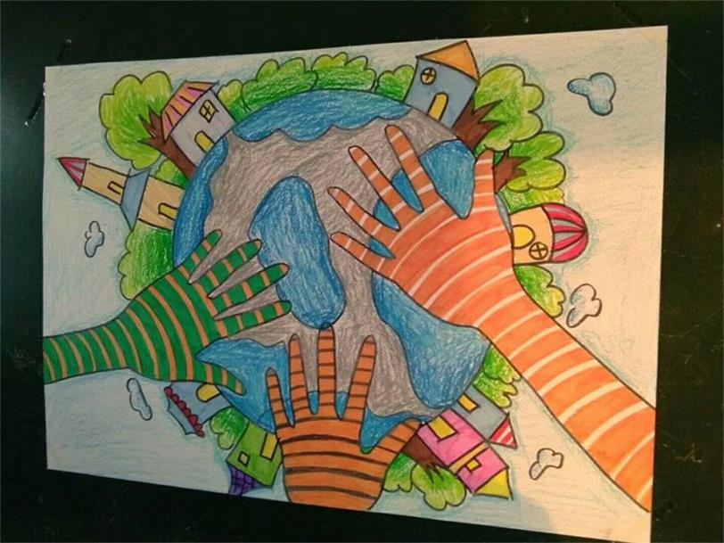 纪集小学举办“保护地球”宣传画展活动